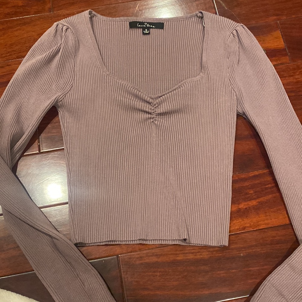 Purple Sweetheart Neckline Ribbed Top